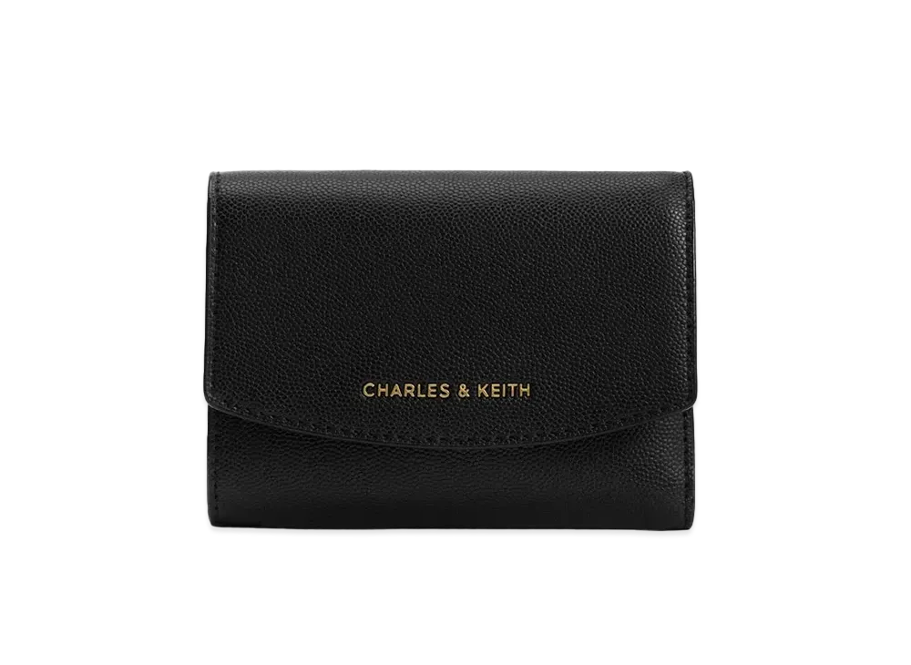 CHARLES & KEITH Curved Front Flap Wallet "Black"