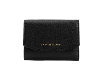 CHARLES & KEITH Curved Front Flap Wallet "Black"