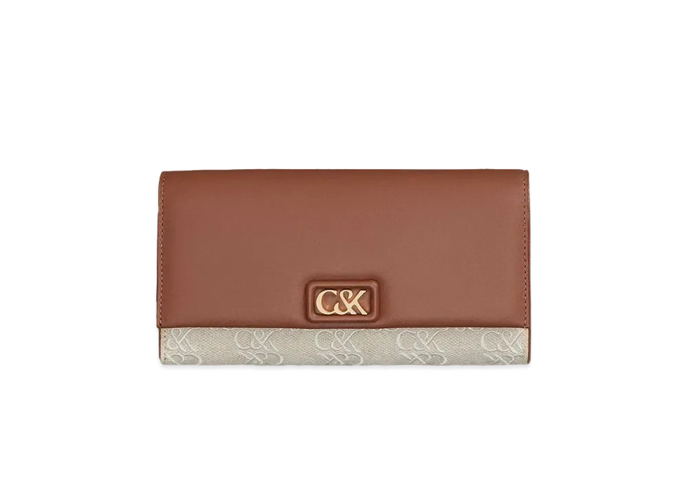 CHARLES & KEITH Initial Leather And Canvas Chain Strap "Cognac"