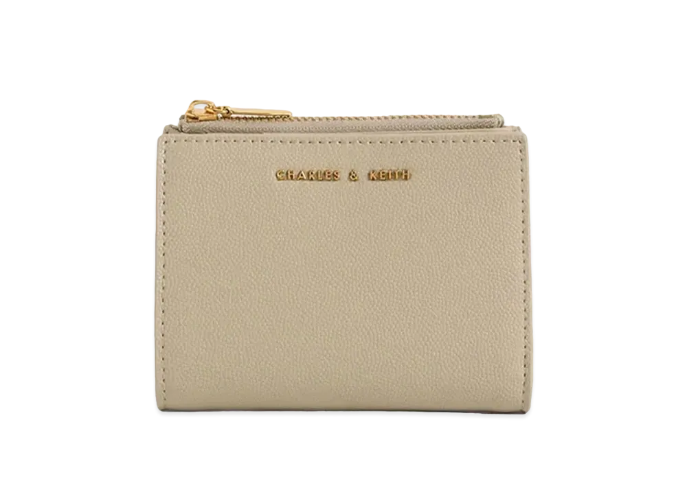 CHARLES & KEITH Mini Top Zip Small Wallet "Beige"