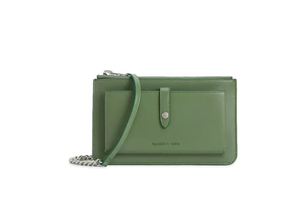 CHARLES & KEITH Rebel Top Zip Long Wallet "Green"