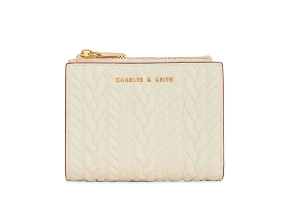CHARLES & KEITH Apolline Texture Top Zip Wallet "Cream"