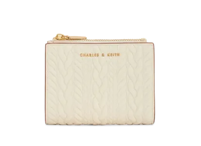 CHARLES & KEITH Apolline Texture Top Zip Wallet "Cream"