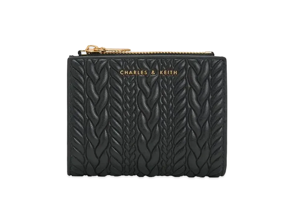 CHARLES & KEITH Apolline Texture Top Zip Wallet "Black"