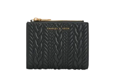 CHARLES & KEITH Apolline Texture Top Zip Wallet "Black"