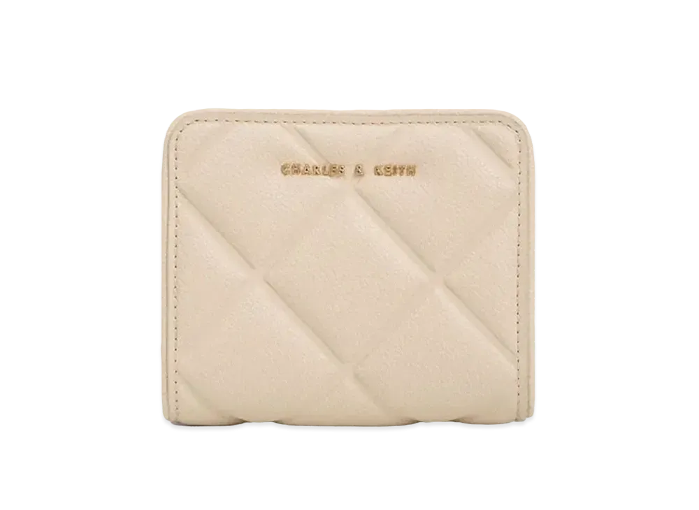 CHARLES & KEITH Anwen Quilted Zip Around Wallet "Beige"