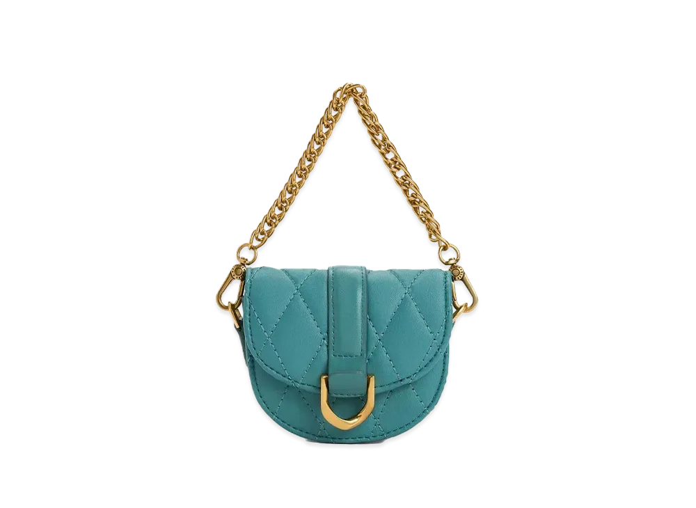 CHARLES & KEITH Micro Gavine Quilted Saddle Bag "Teal"