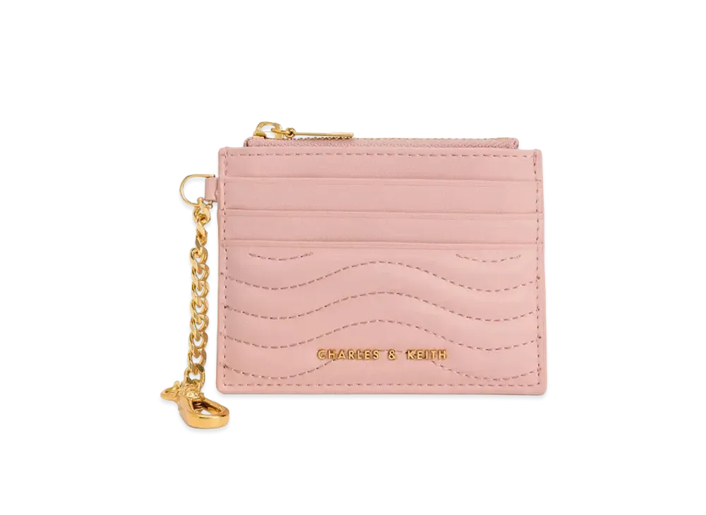 CHARLES & KEITH Obriel Stitch Trim Zip Card Holder "LightPink"