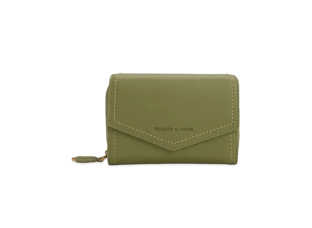 CHARLES & KEITH Stitched Trim Envelope Wallet "Olive"