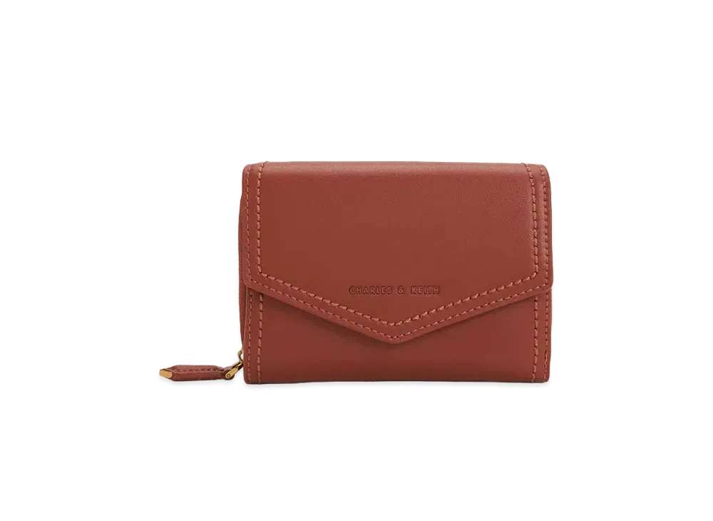 CHARLES & KEITH Stitched Trim Envelope Wallet "Mocha"