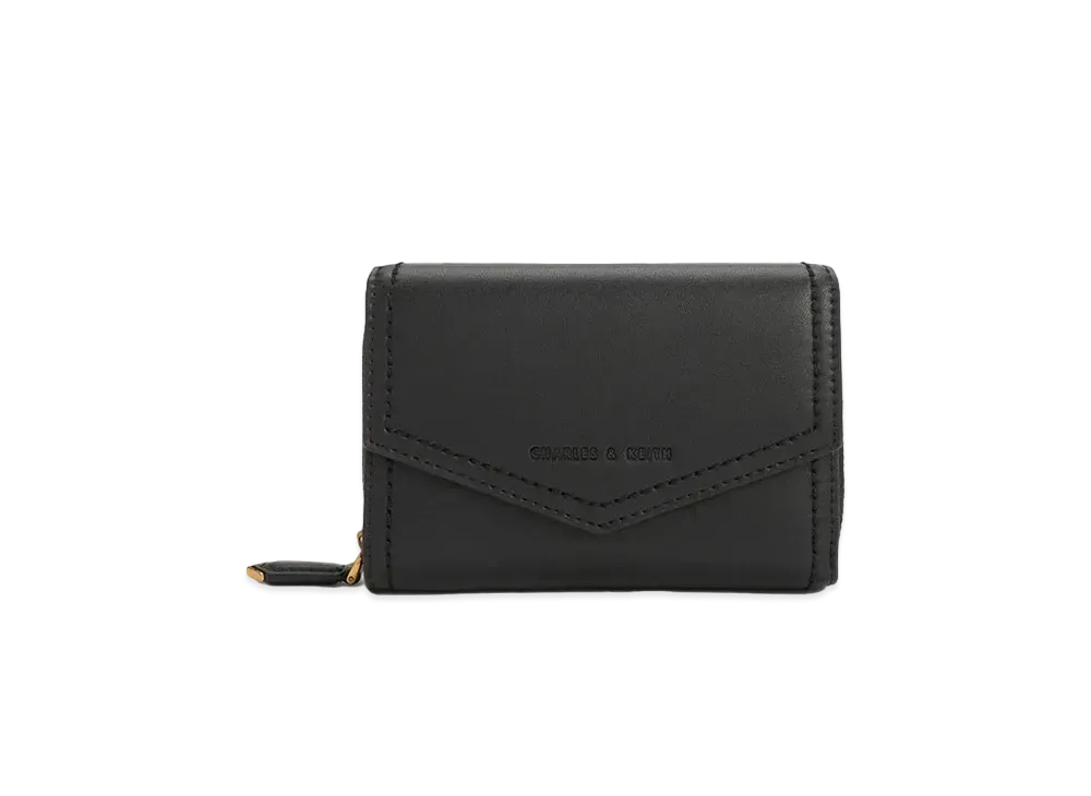 CHARLES & KEITH Stitched Trim Envelope Wallet "Black"