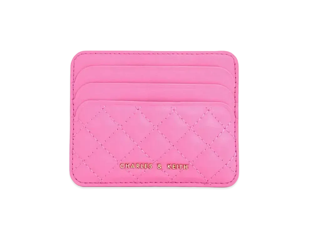 CHARLES & KEITH Cleo Quilt Card Holder "Pink"