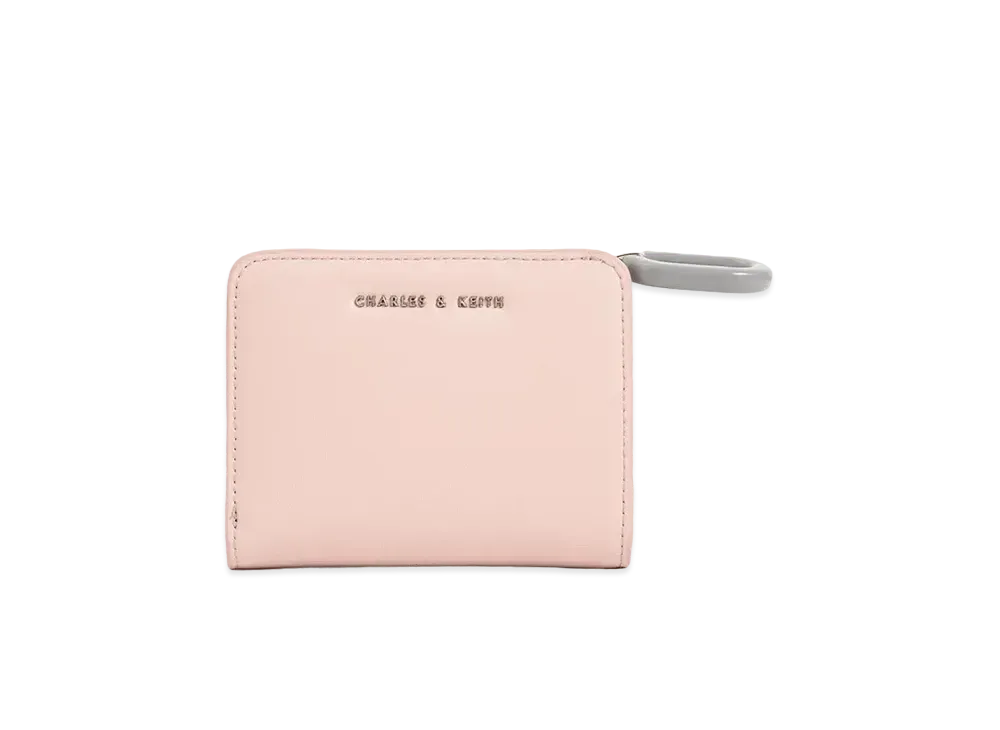 CHARLES & KEITH Oval Key Chain Ship Wallet "Pink"