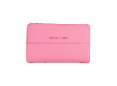 CHARLES & KEITH Snap Button Small Wallet "Pink"