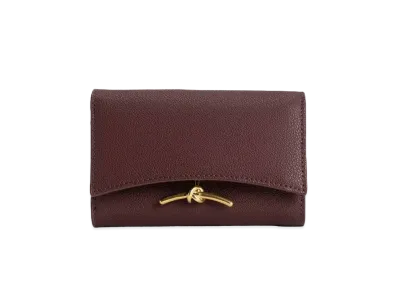 CHARLES & KEITH Huxley Metallic Accent Front Flap Wallet "DarkChocolate"