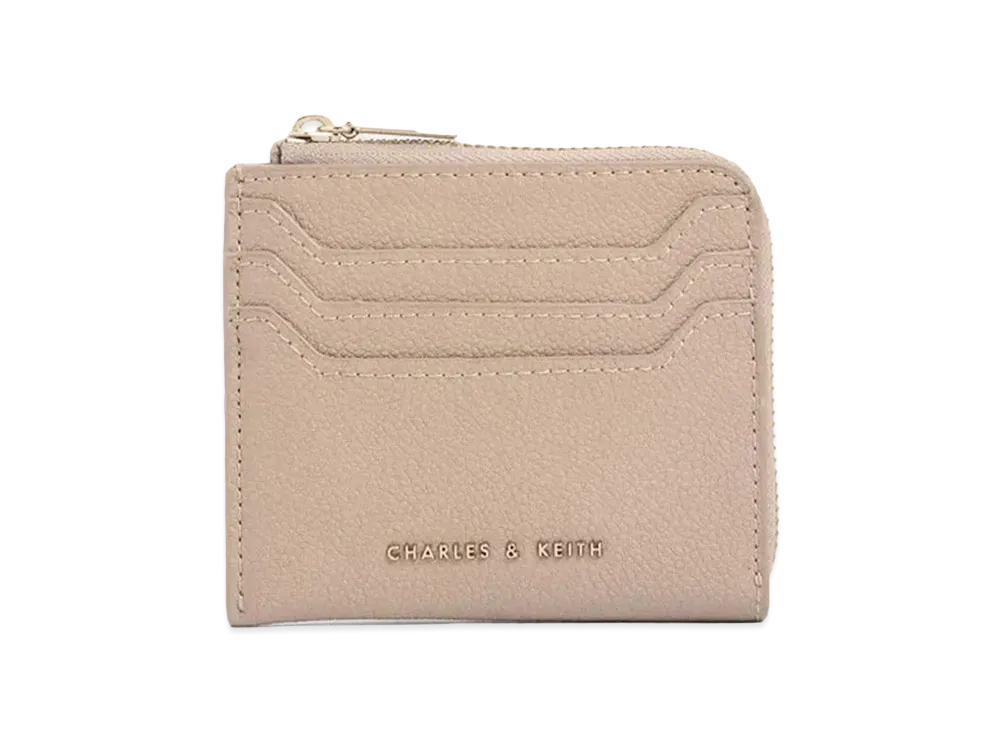 CHARLES & KEITH Classic Zipper Pouch "Beige"