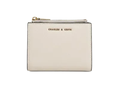 CHARLES & KEITH Mini Top Zip Small Wallet "Ivory"