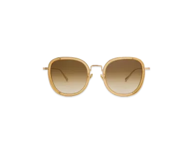 CHARLES & KEITH Recycled Acetate Metallic Rim Sunglasses "Khaki"