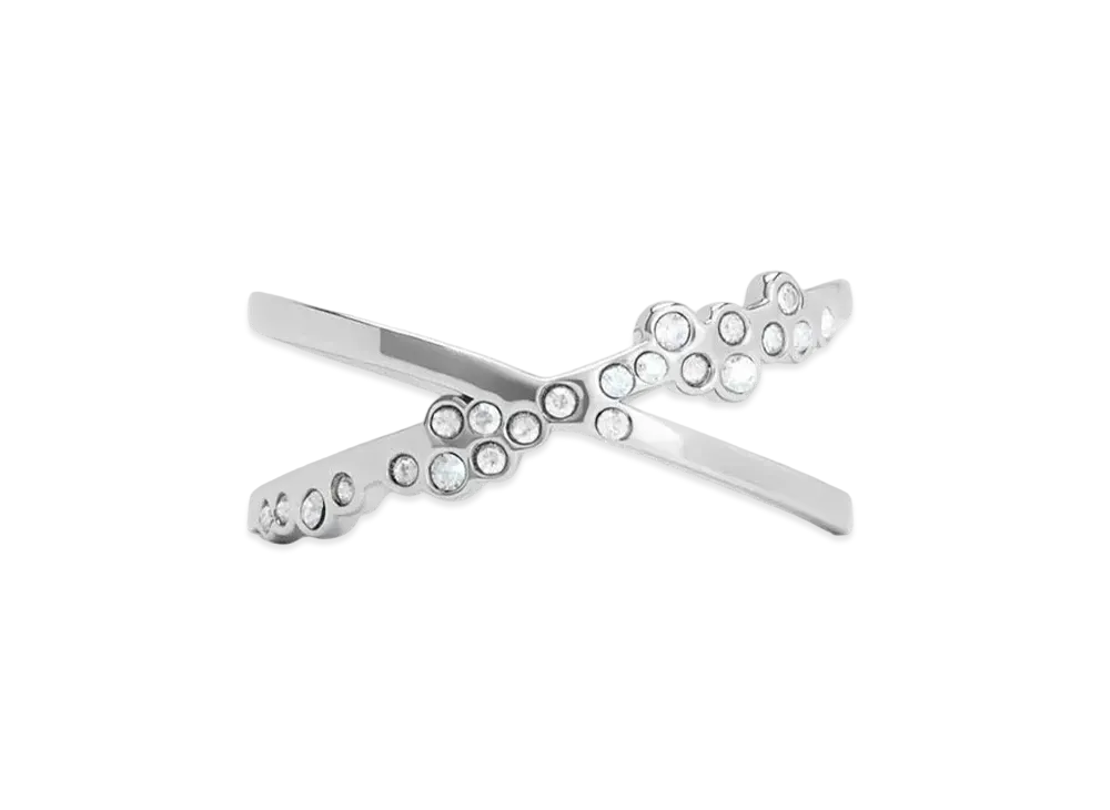CHARLES & KEITH Reverie Crystal Crisscross Ring "Silver"