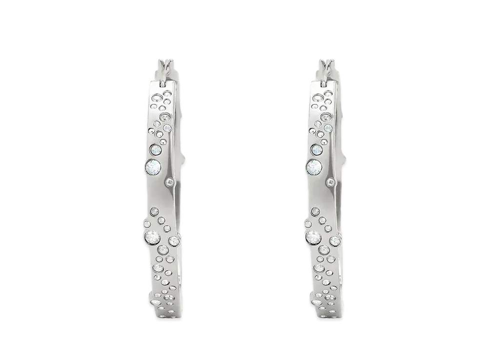 CHARLES & KEITH Reverie Crystal Large Hoop Earrings "Silver"