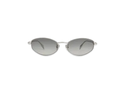 CHARLES & KEITH Crystal Accent Oval Sunglasses "Silver"