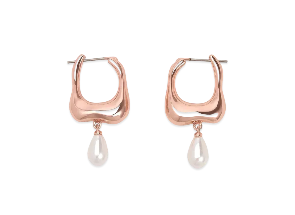 CHARLES & KEITH Corinne Teardrop Pearl Hoop Earrings "RoseGold"