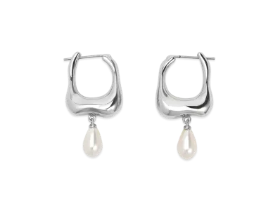 CHARLES & KEITH Corinne Teardrop Pearl Hoop Earrings "Silver"