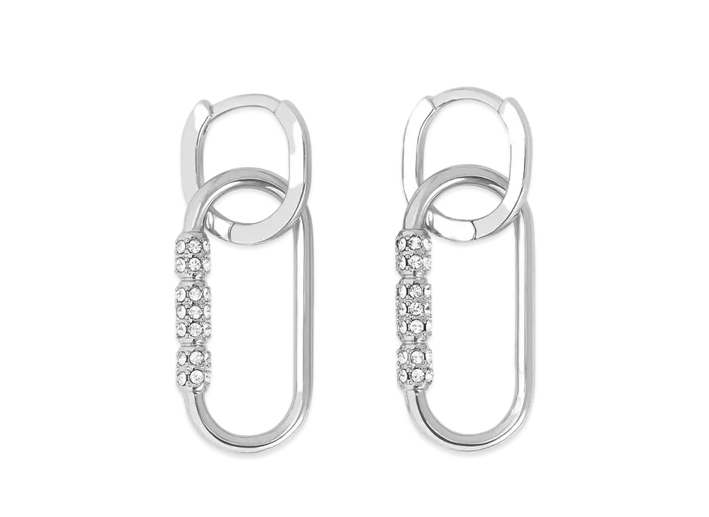 CHARLES & KEITH Regan Crystal Drop Earrings "Silver"