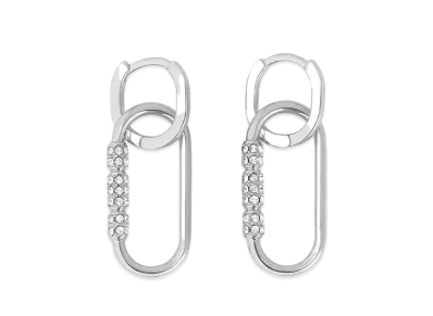 CHARLES & KEITH Regan Crystal Drop Earrings "Silver"