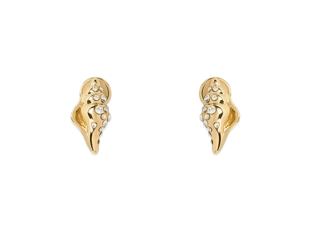 CHARLES & KEITH Oceana Seashell Crystal Stud Earrings "Gold"