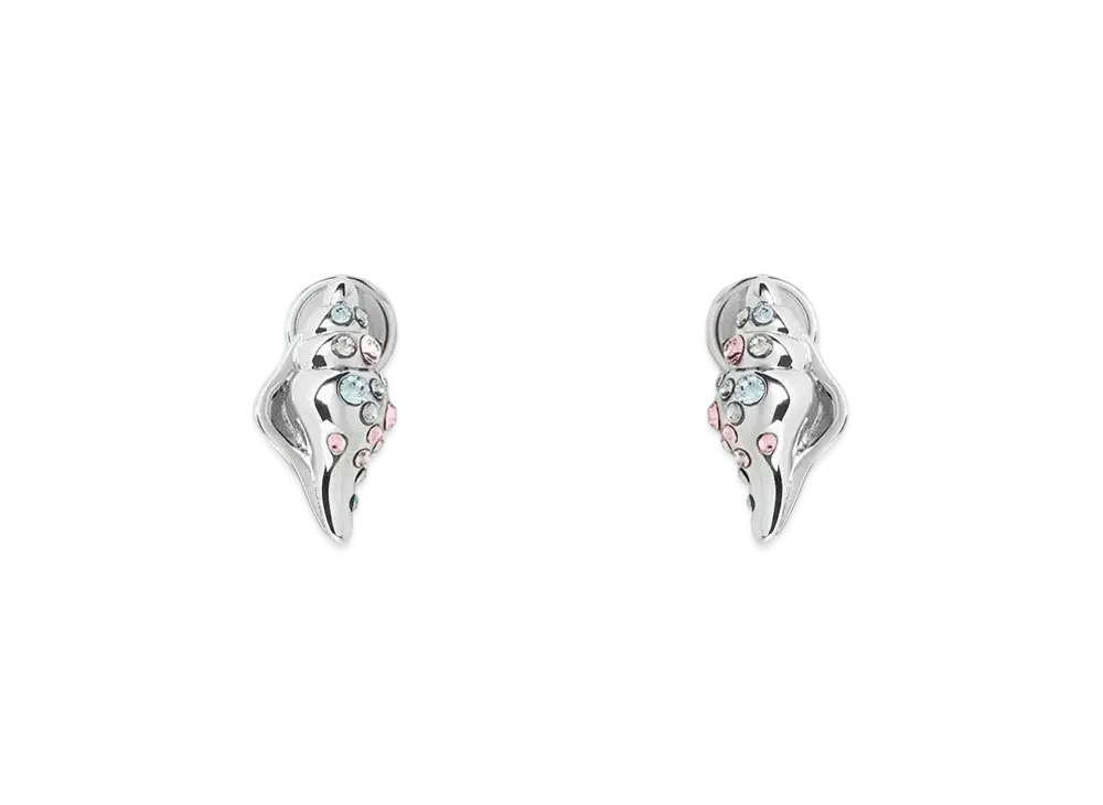 CHARLES & KEITH Oceana Seashell Crystal Stud Earrings "Silver"