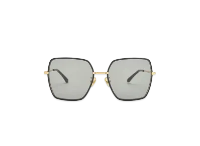 CHARLES & KEITH Recycled Acetate Tin-Rim Wide Square Sunglasses "Black"