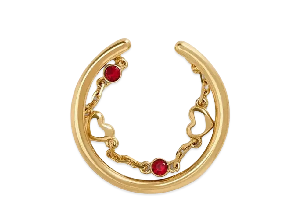 CHARLES & KEITH Bethania Heart Crystal Chain Link Ring "Gold"