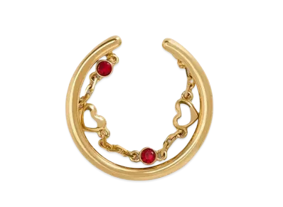 CHARLES & KEITH Bethania Heart Crystal Chain Link Ring "Gold"