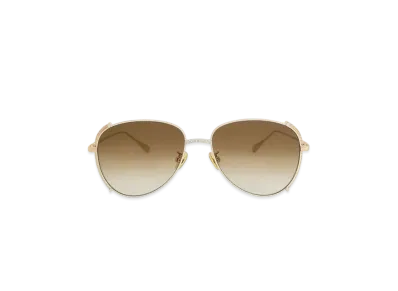 CHARLES & KEITH Gem-Embedded Wire-Frame Aviator Sunglasses "White"