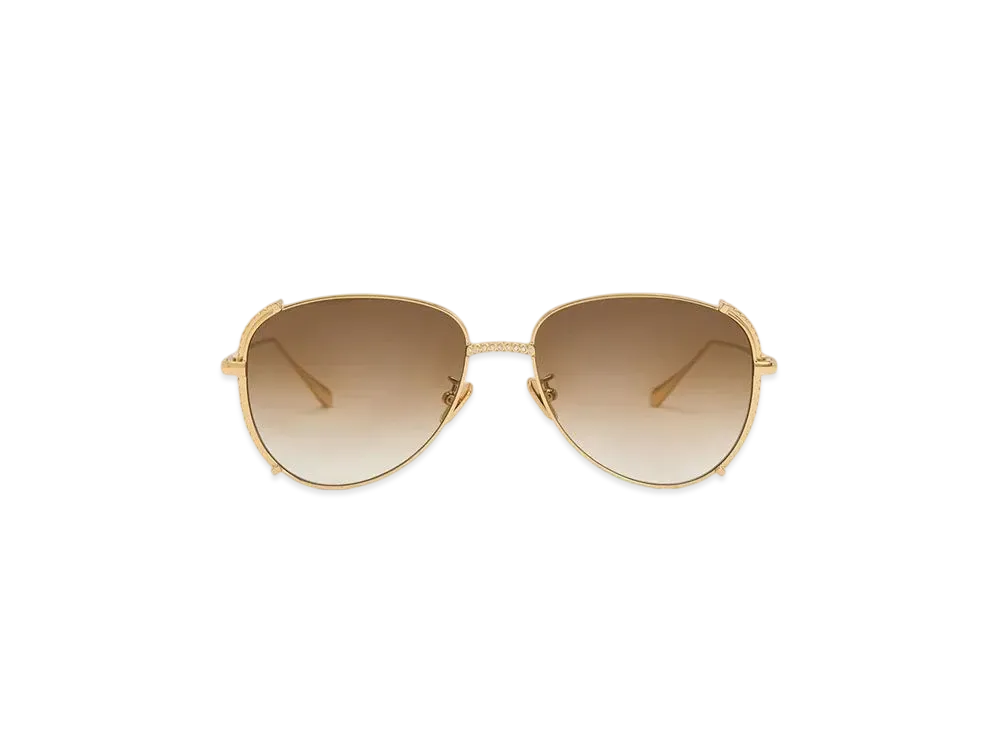 CHARLES & KEITH Gem-Embedded Wire-Frame Aviator Sunglasses "Gold"