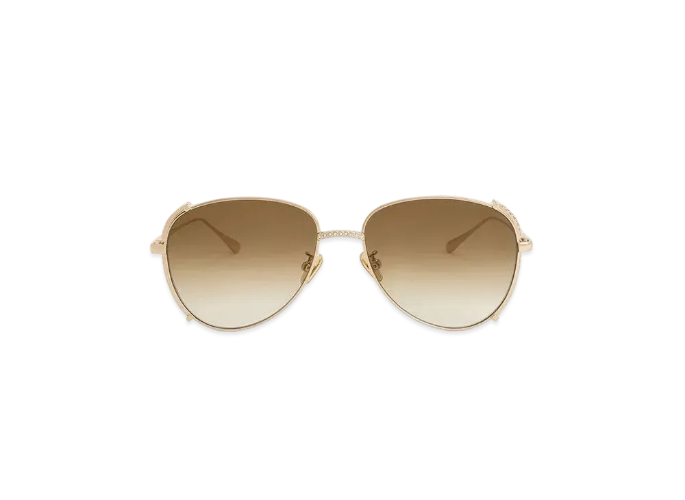 CHARLES & KEITH Gem-Embedded Wire-Frame Aviator Sunglasses "LightGold"