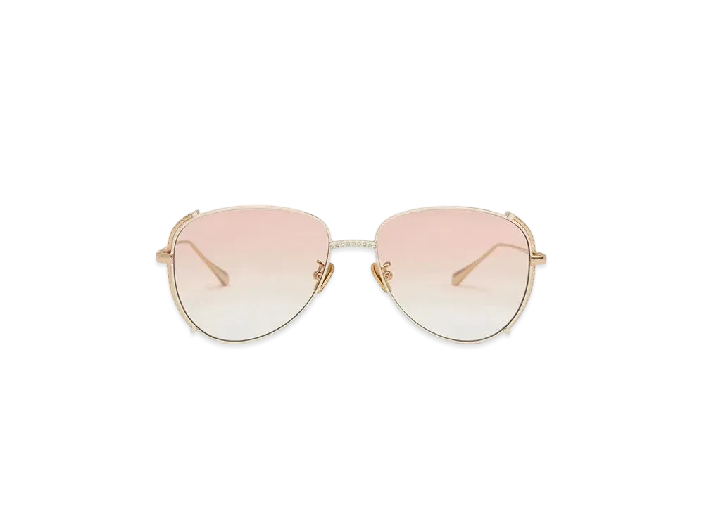 CHARLES & KEITH Gem-Embedded Wire-Frame Aviator Sunglasses "Cream"