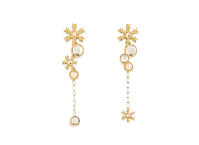 CHARLES & KEITH Snowflake Motif Pearl & Crystal Drop Earrings "Gold"