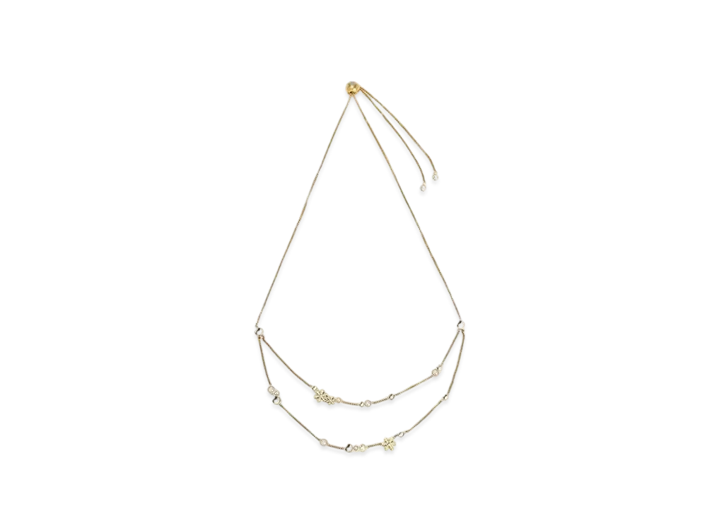 CHARLES & KEITH Snowflake Motif Pearl & Crystal Double Necklace "Gold"