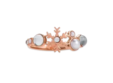 CHARLES & KEITH Snowflake Motif Pearl & Crystal Ring "RoseGold"