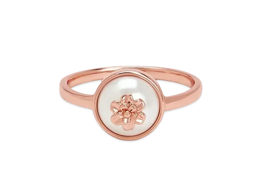 CHARLES & KEITH Flower Embellished Pearl Ring "RoseGold"