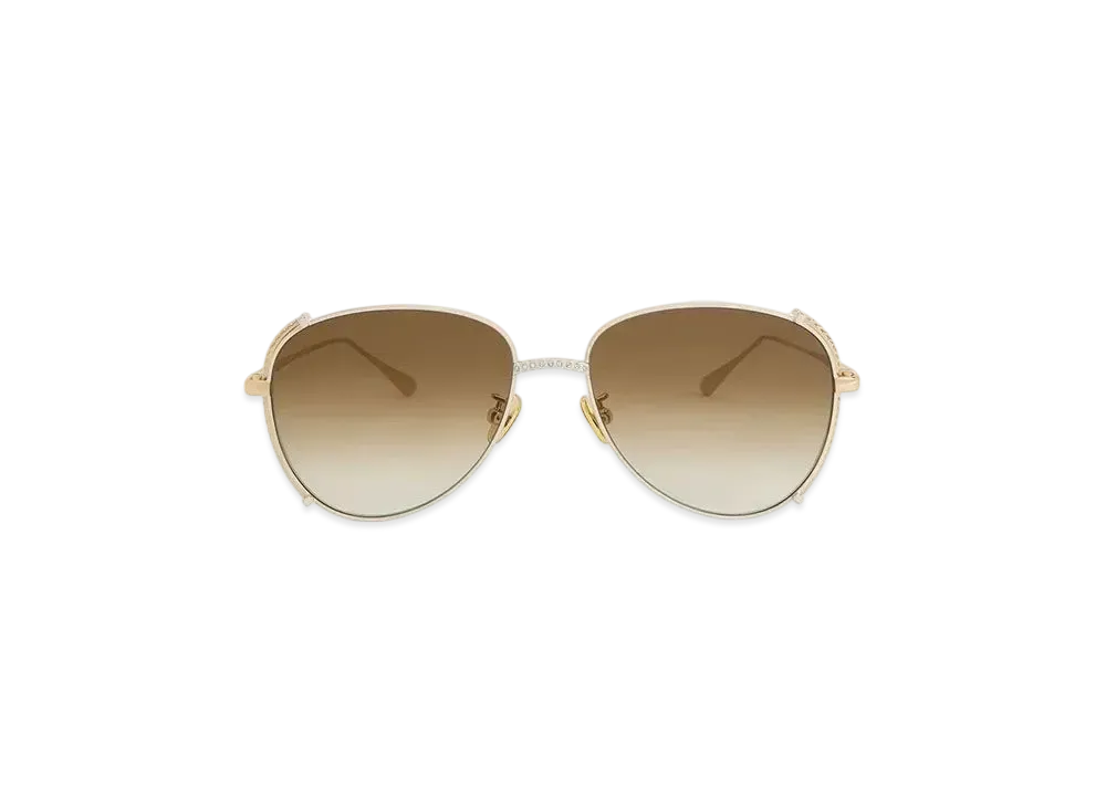 CHARLES & KEITH Gem-Embedded Wire-Frame Aviator Sunglasses "White"
