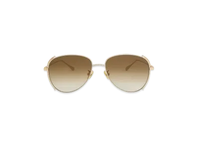 CHARLES & KEITH Gem-Embedded Wire-Frame Aviator Sunglasses "White"