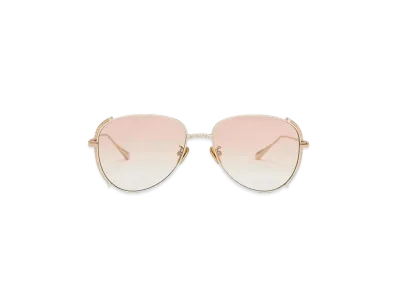 CHARLES & KEITH Gem-Embedded Wire-Frame Aviator Sunglasses "Cream"