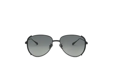 CHARLES & KEITH Gem-Embedded Wire-Frame Aviator Sunglasses "Black"