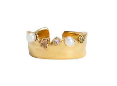 CHARLES & KEITH Beaded & Crystal Embellished Wide Band Ring "Nude"