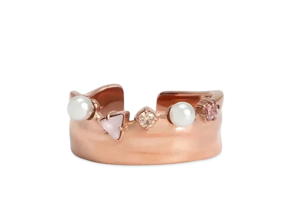 CHARLES & KEITH Beaded & Crystal Embellished Wide Band Ring "RoseGold"