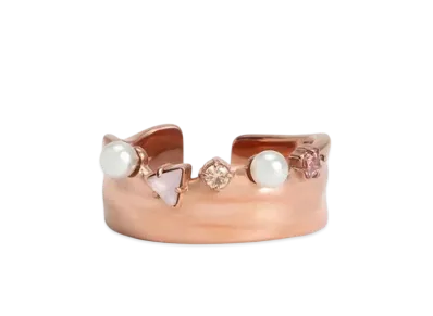 CHARLES & KEITH Beaded & Crystal Embellished Wide Band Ring "RoseGold"
