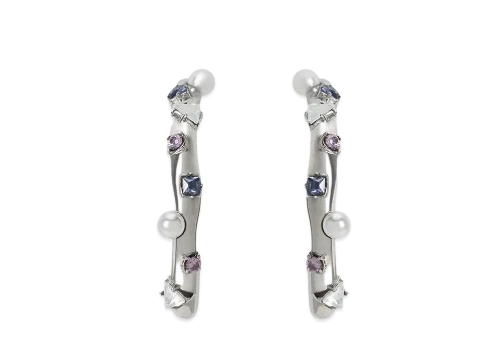 CHARLES & KEITH Beaded & Crystal Embellished Earring Studs "Lilac"